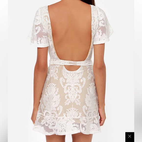 For Love & Lemons San Marcos Backless Ivory Lace Dress Medium - Picture 3 of 10